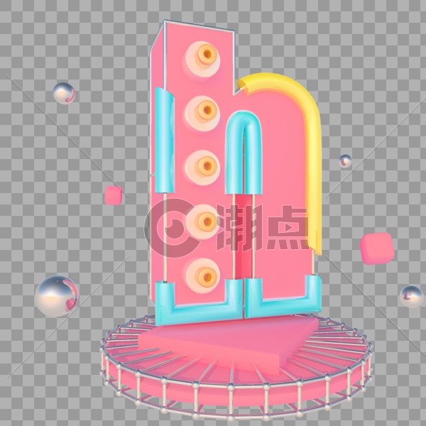 C4D字母粉色舞台图片素材免费下载