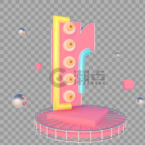 粉色立体字母圆形舞台图片素材免费下载