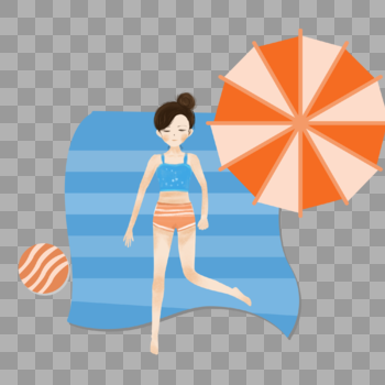 沙滩美女伞图片素材免费下载