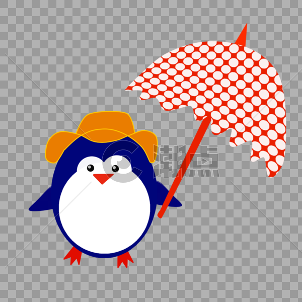 打伞的小企鹅图片素材免费下载