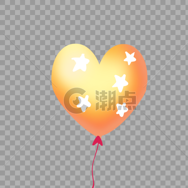 橘色心形气球图片素材免费下载
