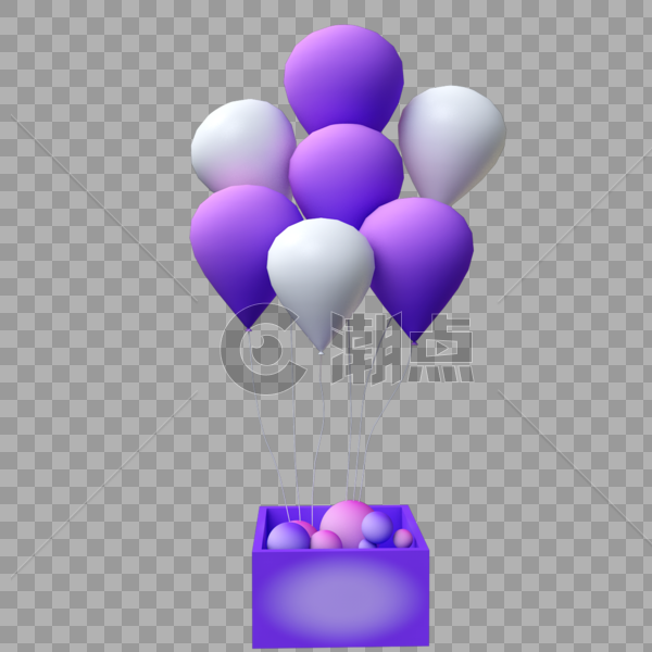 白色紫色节日气球图片素材免费下载