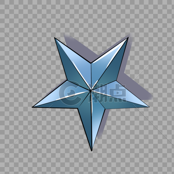 蓝色的五角星图片素材免费下载
