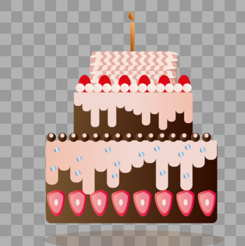 扁平化粉红草莓生日蛋糕图片素材免费下载