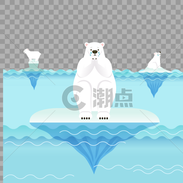 北极熊全球暖化环保主题矢量元素图片素材免费下载