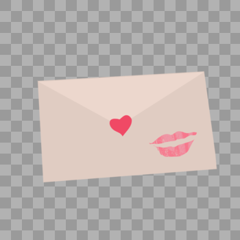 带有吻和爱心的信封图片素材免费下载