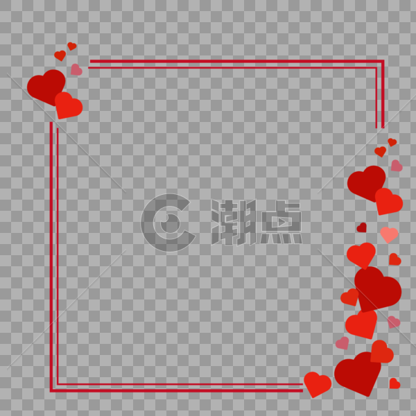 红色爱心方形边框图片素材免费下载