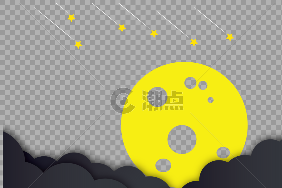 月亮星星云哥特风格图片素材免费下载