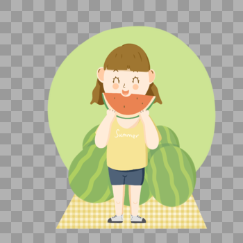 夏日吃西瓜人物图片素材免费下载