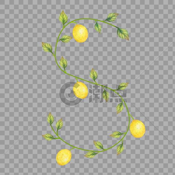 绿叶字母S图片素材免费下载