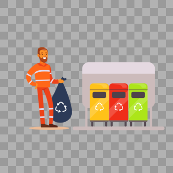 环卫工人垃圾回收元素图片素材免费下载