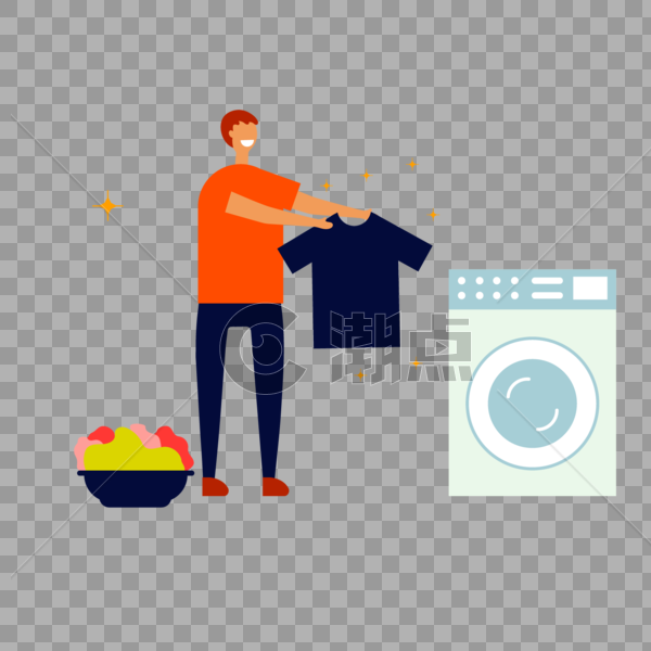 家庭保洁工人洗衣服元素图片素材免费下载