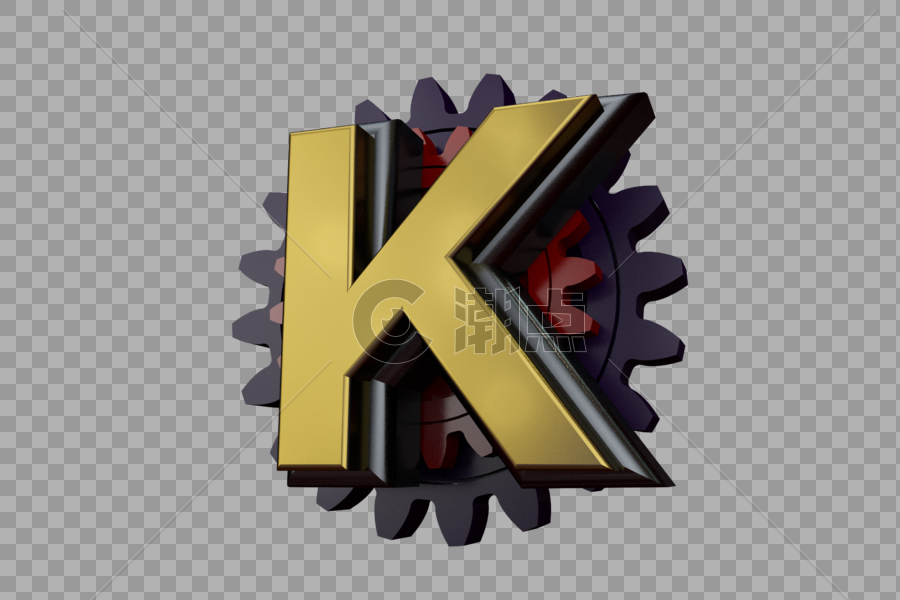 立体齿轮字母K图片素材免费下载
