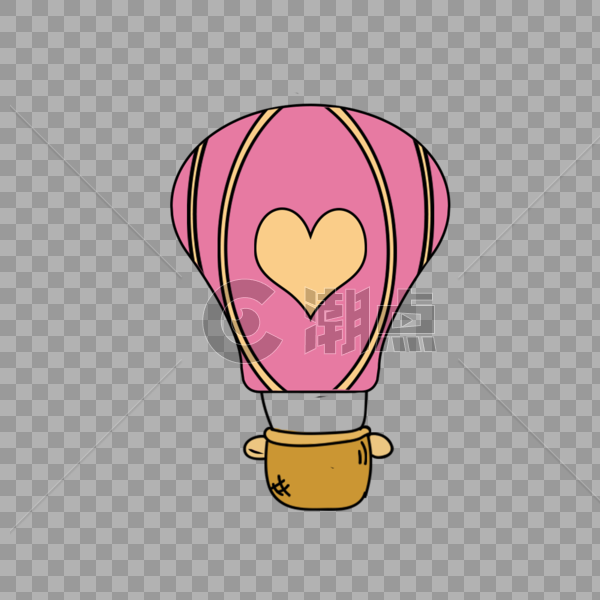 浪漫情人节爱心热气球图片素材免费下载