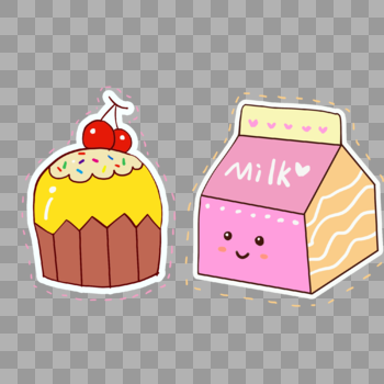 可爱蛋糕牛奶图片素材免费下载