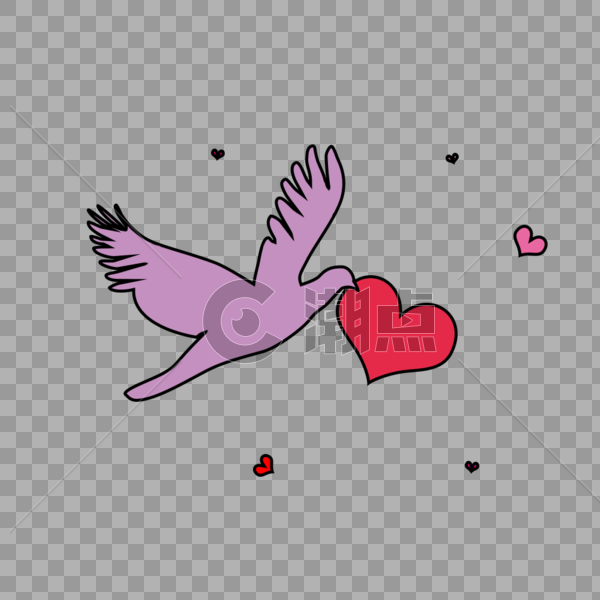 浪漫情人节传递爱心的信鸽图片素材免费下载