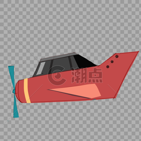 卡通红色螺旋桨飞机图片素材免费下载