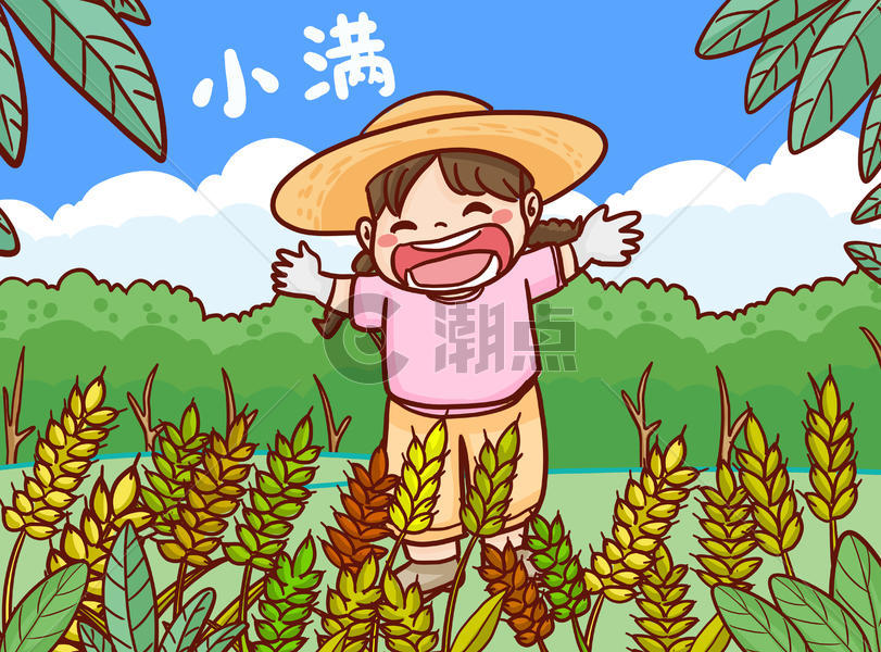 二十四节气小满季节女孩和稻田图片素材免费下载