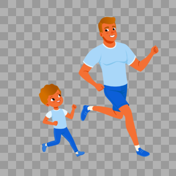 父亲节爸爸和孩子跑步元素图片素材免费下载