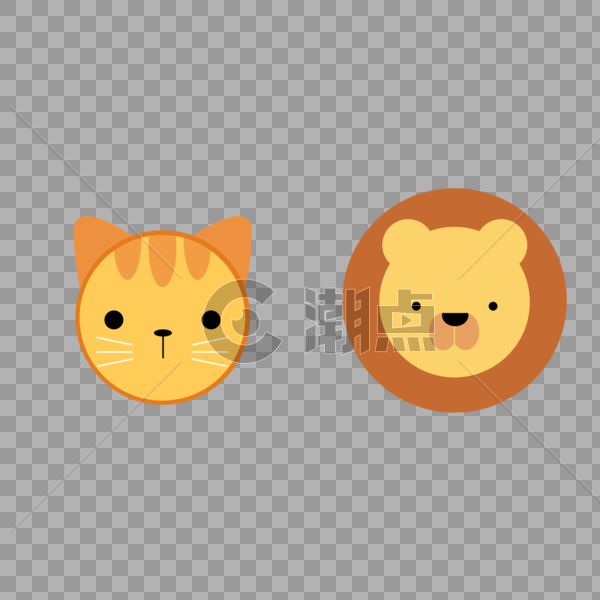 动物图标猫和狮子图片素材免费下载