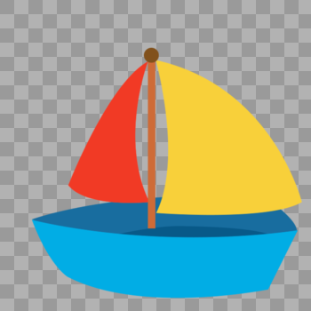 手绘儿童玩具彩色小帆船图片素材免费下载