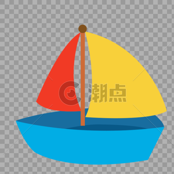 手绘儿童玩具彩色小帆船图片素材免费下载
