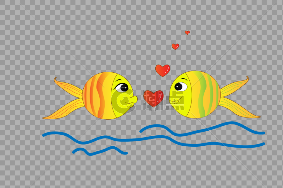 创意情人节情侣鱼图片素材免费下载