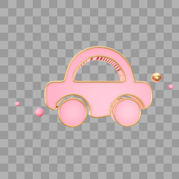 立体粉色汽车图标图片素材免费下载