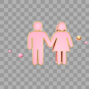 创意粉色男女情侣图标图片素材免费下载