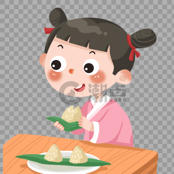 端午节吃粽子的可爱古装小女孩图片素材免费下载