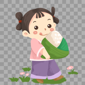 端午节抱着粽子的古代小女孩图片素材免费下载