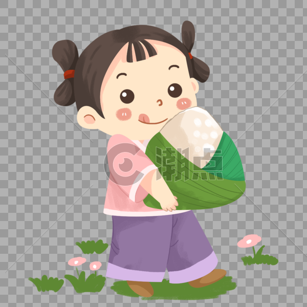 端午节抱着粽子的古代小女孩图片素材免费下载