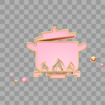 创意粉色放在灶上的锅图片素材免费下载
