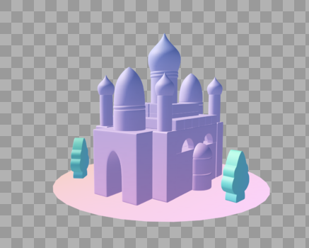 梦幻卡通城堡C4D模型透明png图片素材免费下载