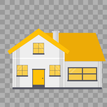 黄色房子建筑扁平化插画图片素材免费下载