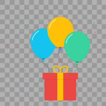 气球礼物礼盒扁平化插画图片素材免费下载