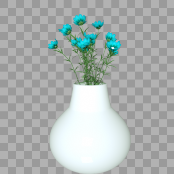 花瓶蓝色小花绿叶图片素材免费下载