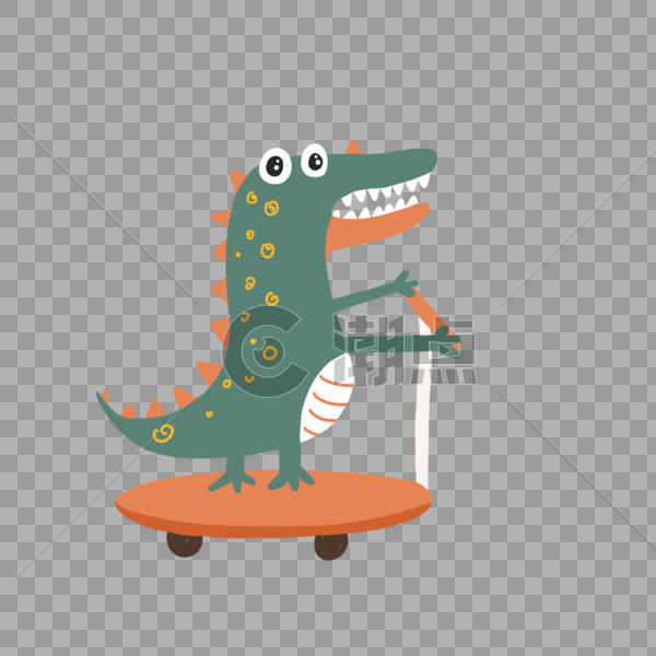 小鳄鱼玩滑板图片素材免费下载
