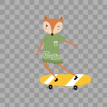 小狐狸玩滑板图片素材免费下载