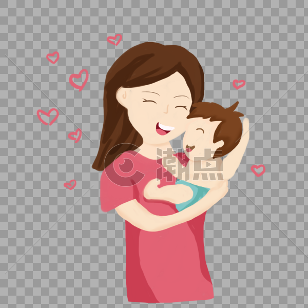 母亲妈妈抱宝宝手绘元素母亲节元素图片素材免费下载