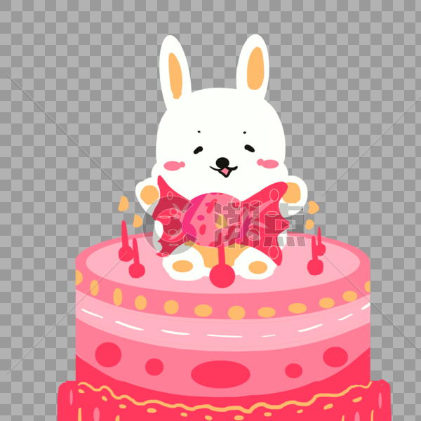 坐在蛋糕上的兔子图片素材免费下载