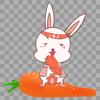 坐在萝卜上的兔子图片素材免费下载