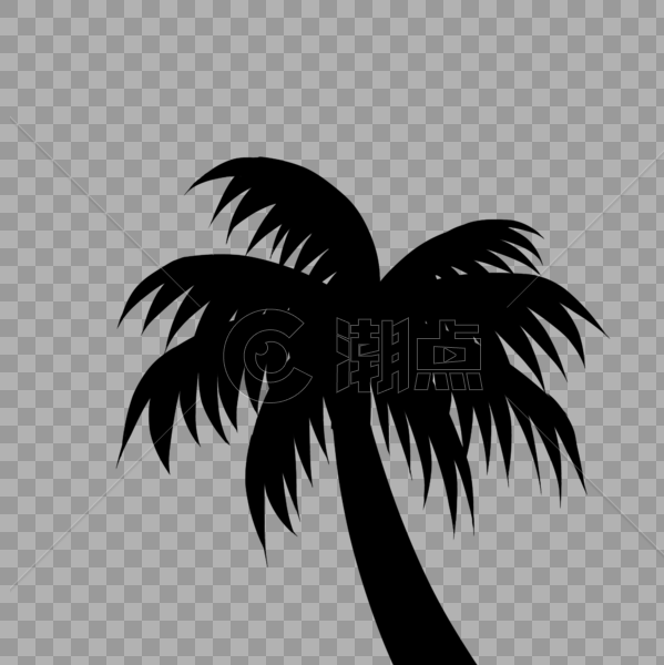 手绘卡通剪影椰子树图片素材免费下载