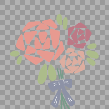 彩色手绘一束玫瑰图片素材免费下载