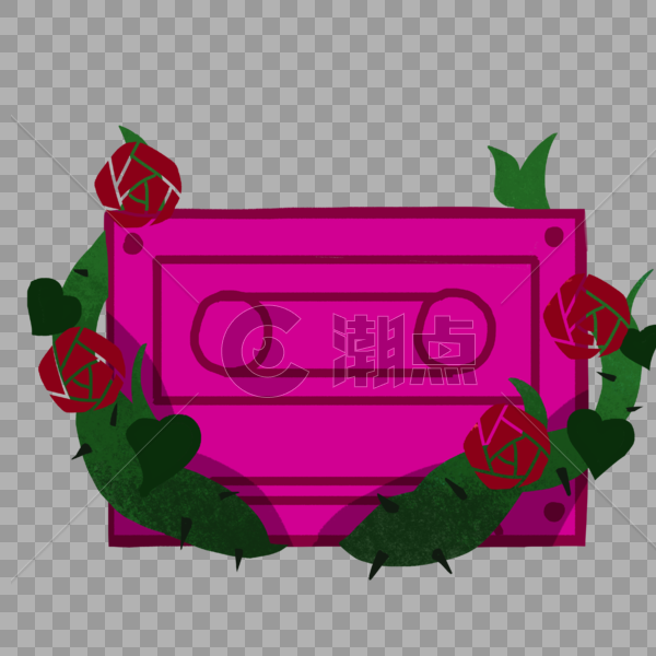 音乐节被蔷薇缠绕的磁带图片素材免费下载