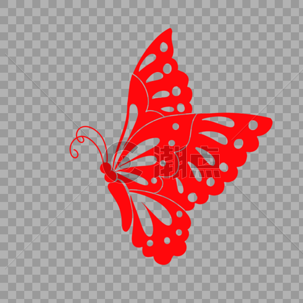 蝴蝶红色剪纸图片素材免费下载