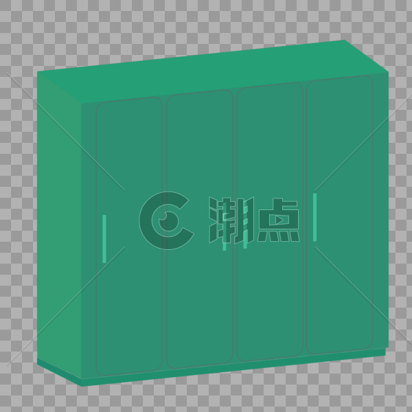 绿色衣柜2.5D效果图图片素材免费下载
