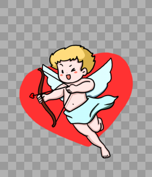 卡通手绘发射爱情之箭的精灵丘比特图片素材免费下载