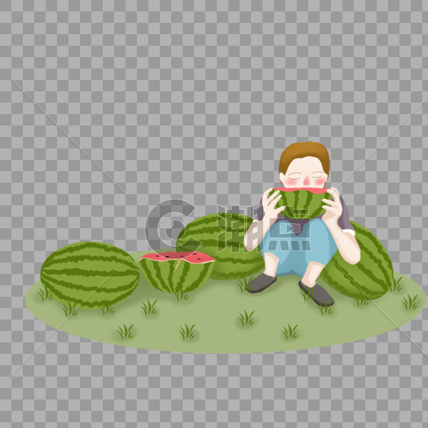 吃西瓜人物图片素材免费下载