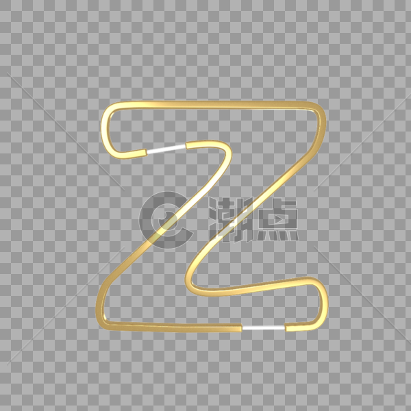 英文字母Z金色艺术字C4D模型图片素材免费下载